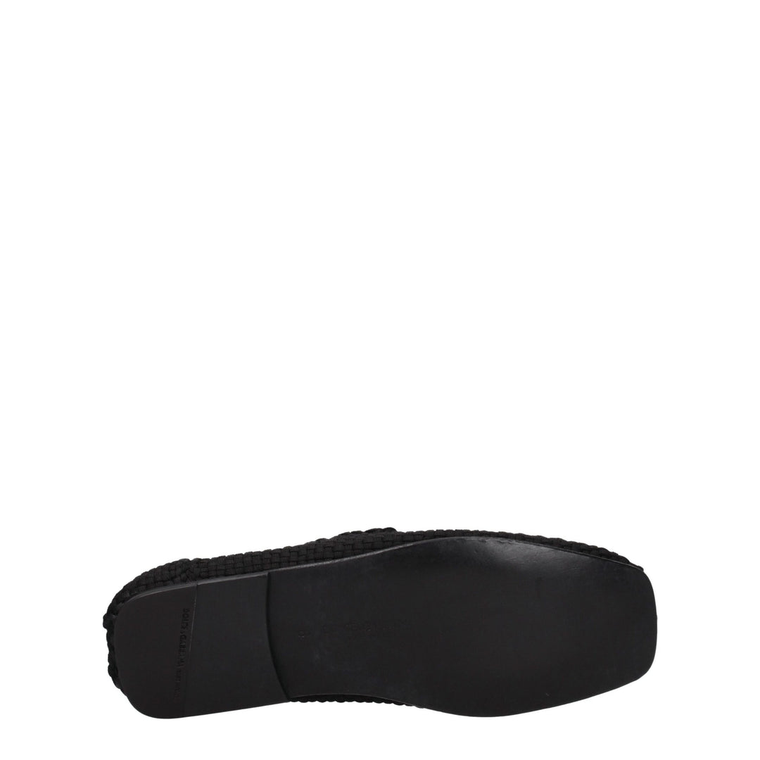 Dolce & Gabbana Black Fabric Slip-On Loafers