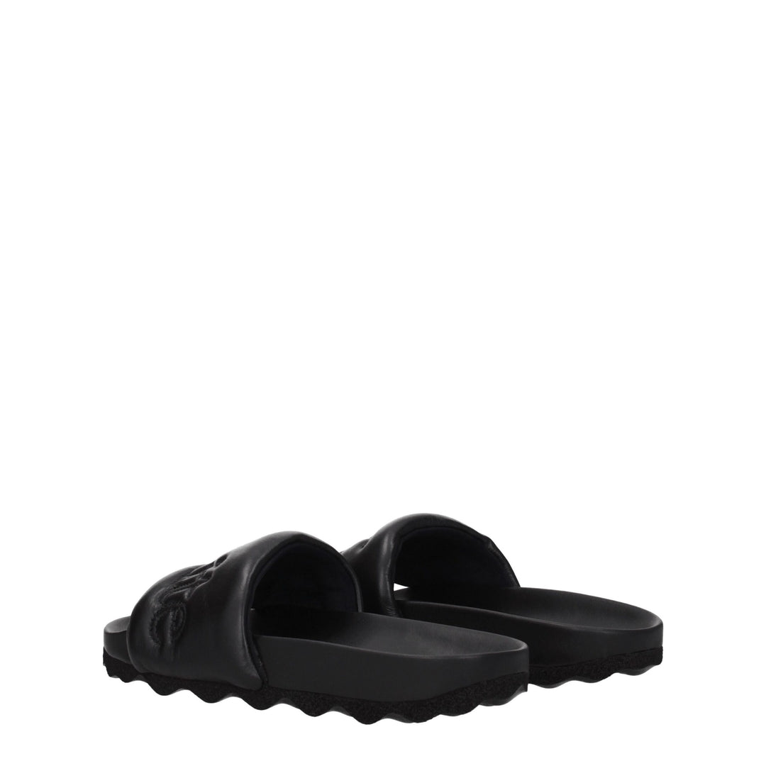 Black Leather Slipper