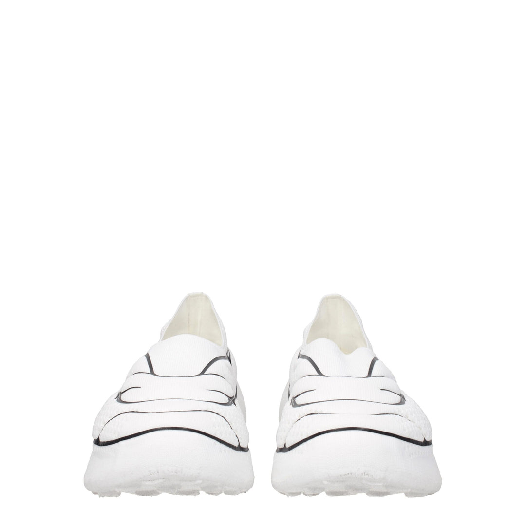 White Fabric Sneakers