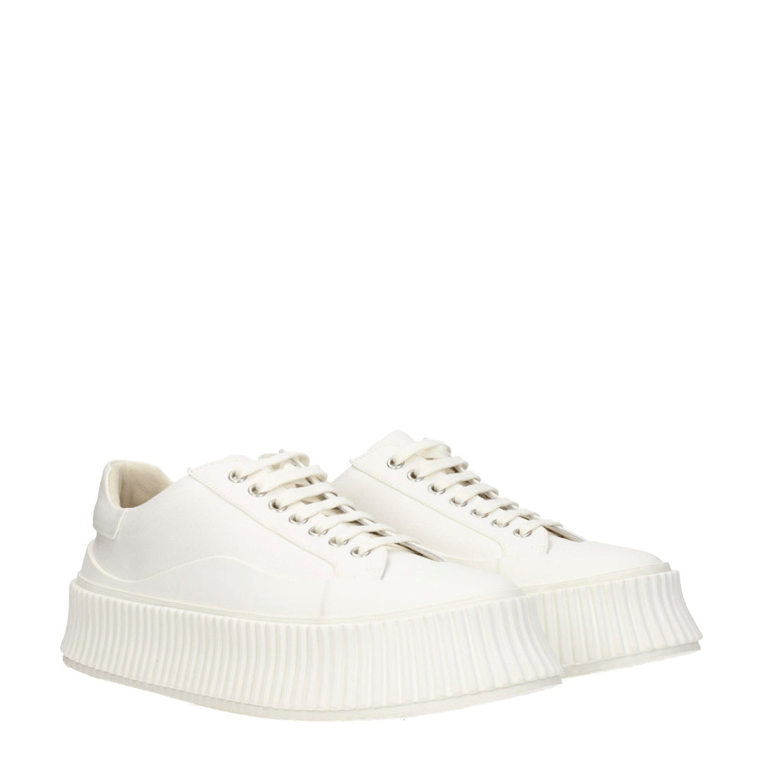 White Fabric Sneakers