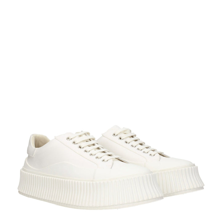 White Fabric Sneakers