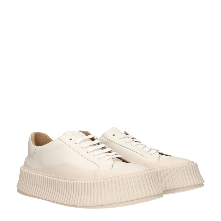 Beige Leather Sneakers