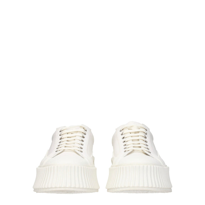 White Fabric Sneakers