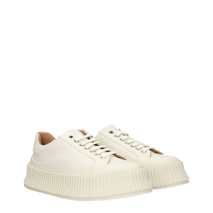 White Fabric Sneakers