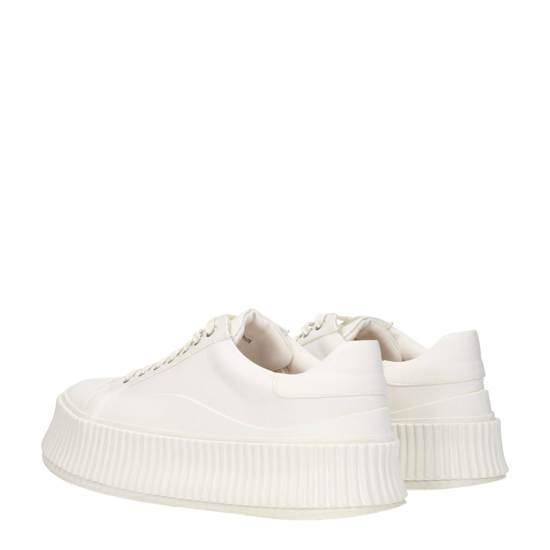 White Fabric Sneakers