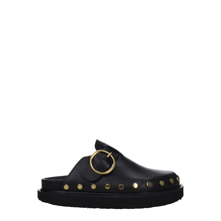 Black Leather Slipper