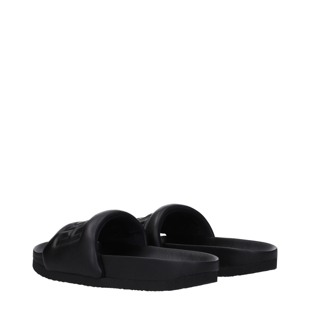 Black Leather Slipper