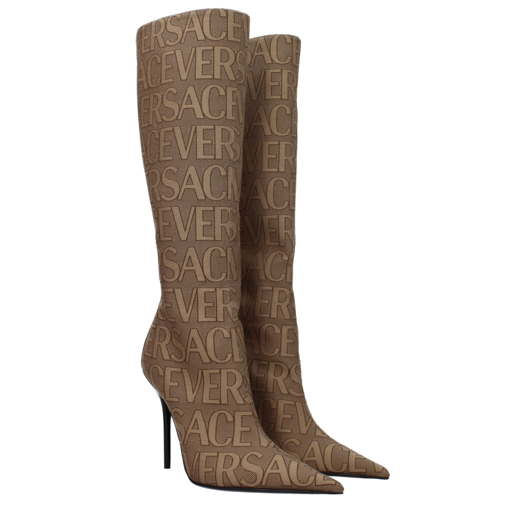Beige Fabric Boot