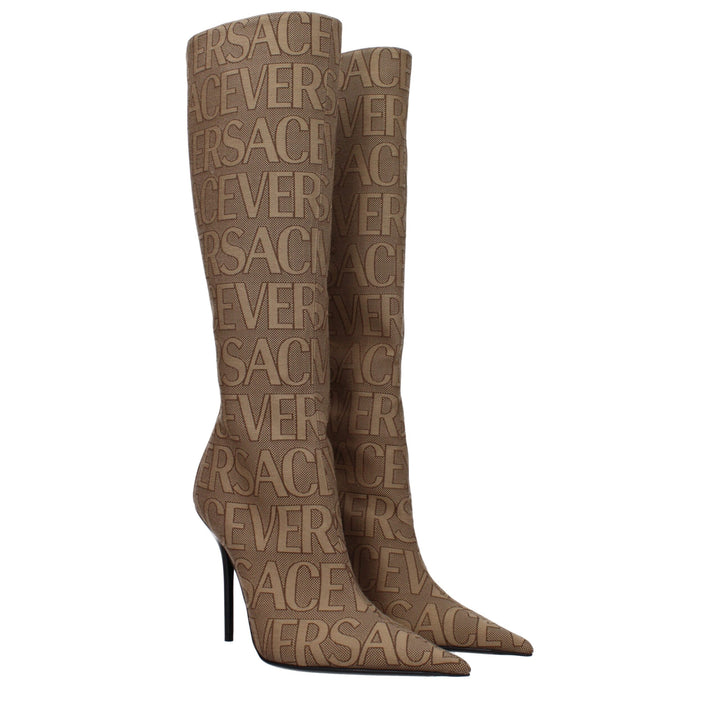 Beige Fabric Boot