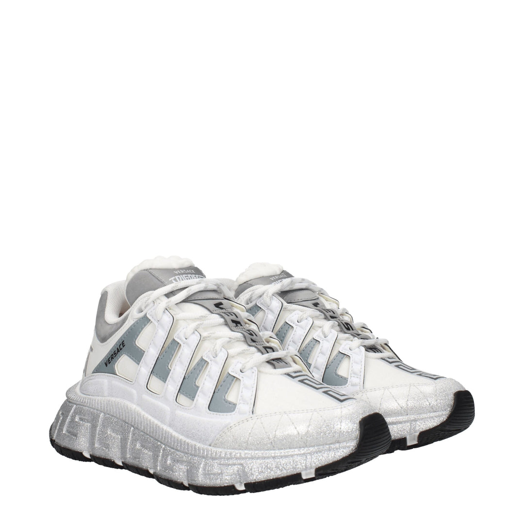 White Fabric Sneakers