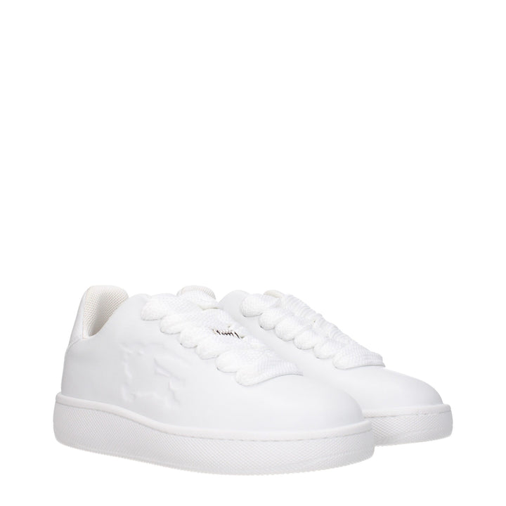 Burberry White Leather Low Tops