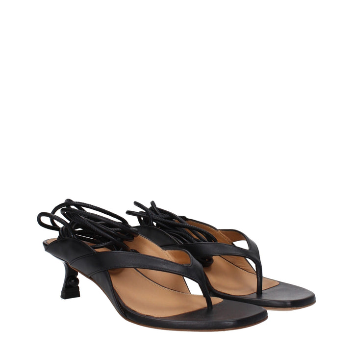 Black Leather Flip-Flop Sandal