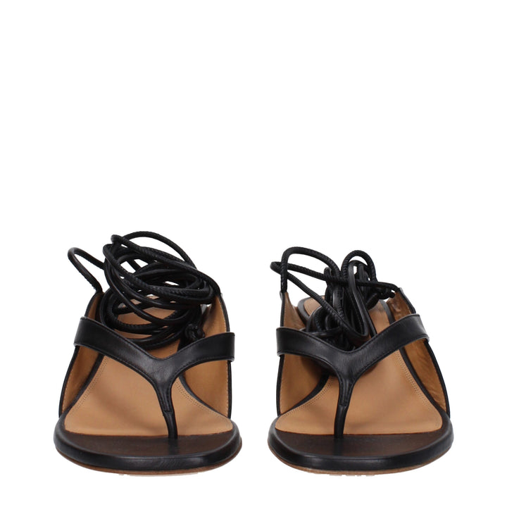 Black Leather Flip-Flop Sandal
