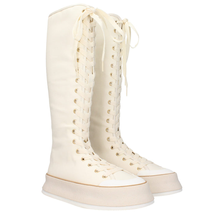 Beige Fabric Boot