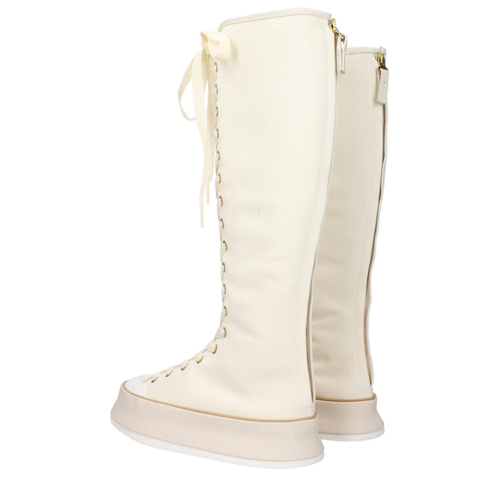 Beige Fabric Boot