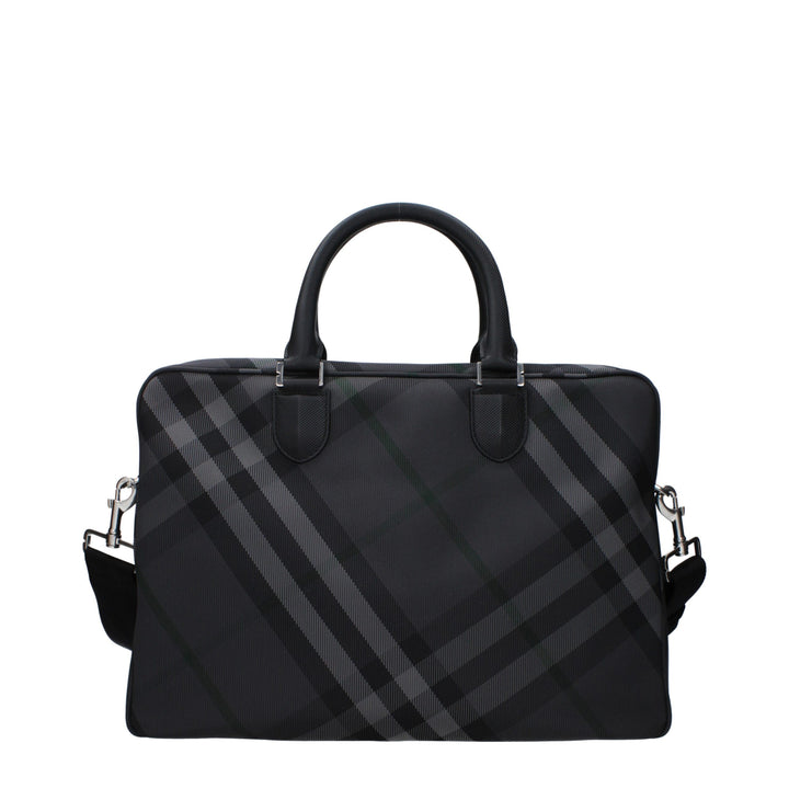 Burberry Gray Fabric Business And Laptop Bags