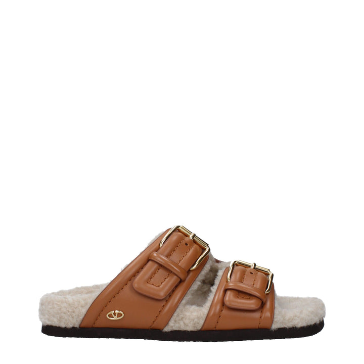 Brown Leather Slippers Sandals