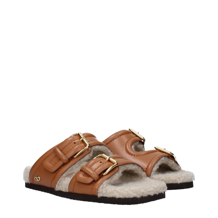 Brown Leather Slippers Sandals