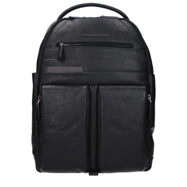 Piquadro Black Leather Backpacks