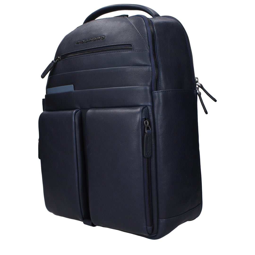 Piquadro Blue Leather Backpacks