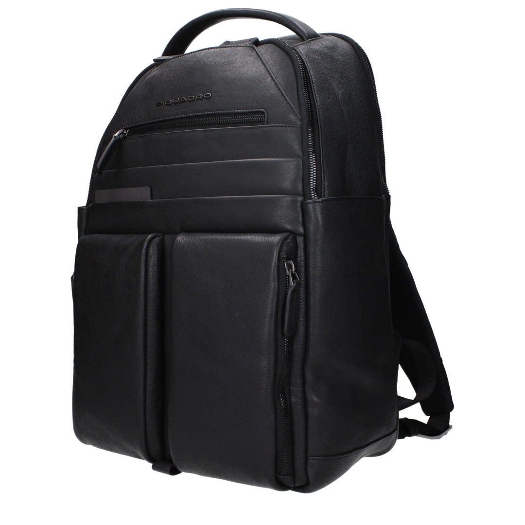 Piquadro Black Leather Backpacks