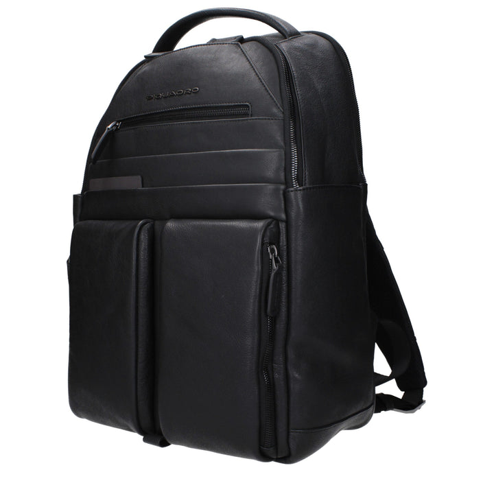 Piquadro Black Leather Backpacks