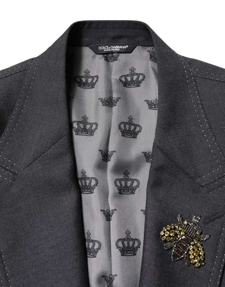 Dark Gray Bee Embroidery SICILIA Coat Blazer