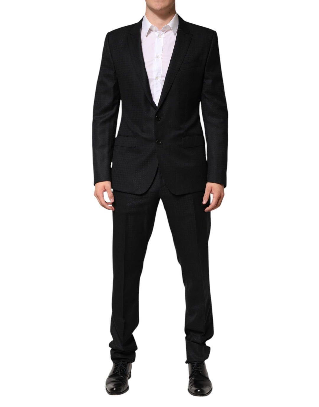 Black Jacquard Single Breasted 2 Piece Suit