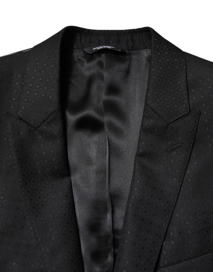 Black Jacquard Single Breasted 2 Piece Suit