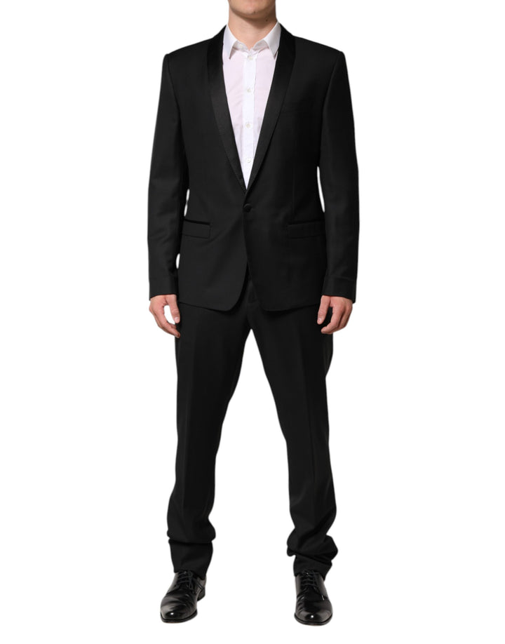 Black Wool Men Single Breasted 2 Piece Suit