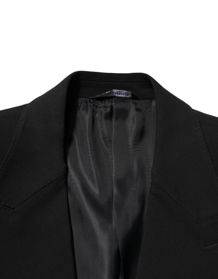 Black Cotton Single Breasted 2 Piece Suit