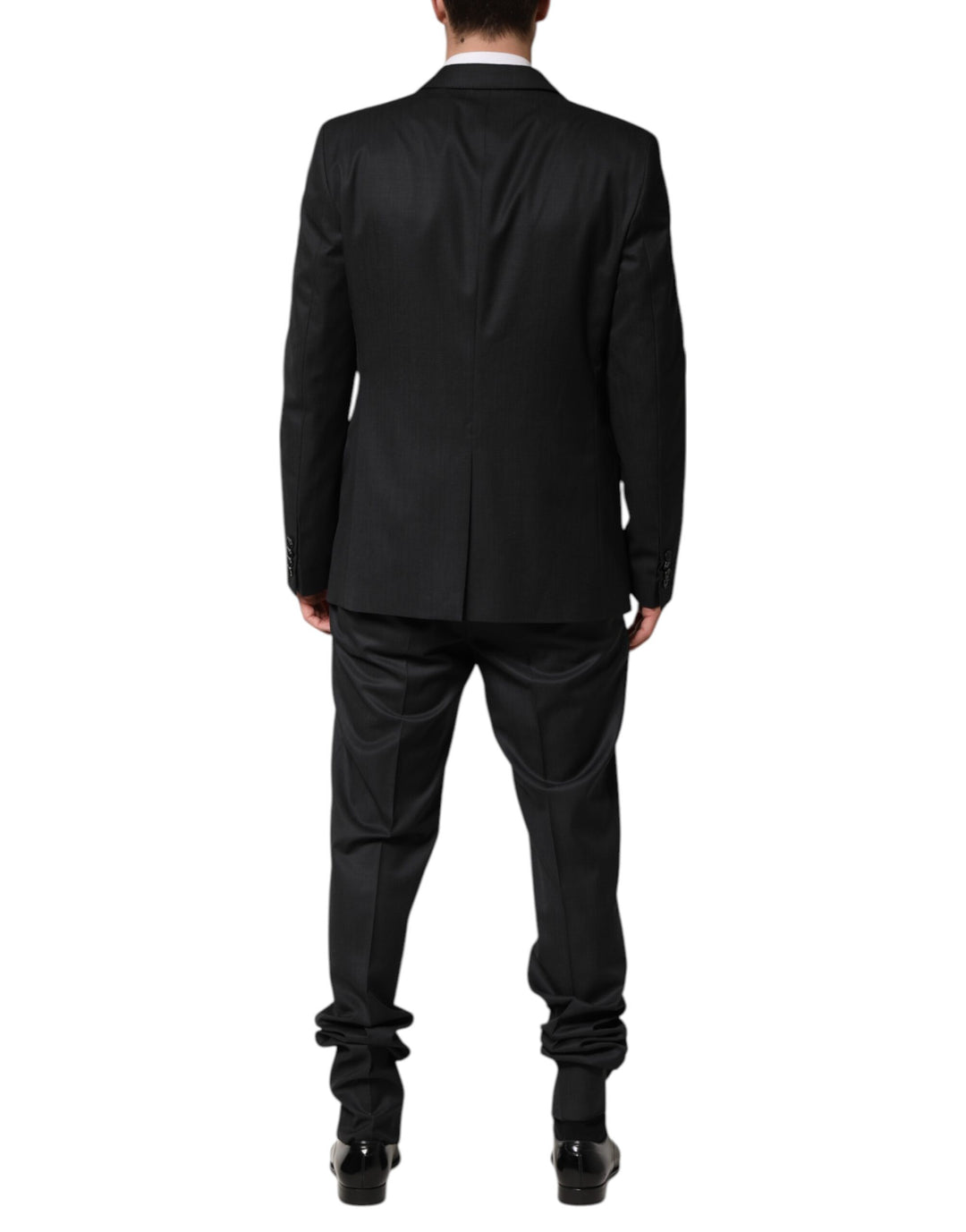 Dark Gray Wool Single Breasted 2 Piece Suit