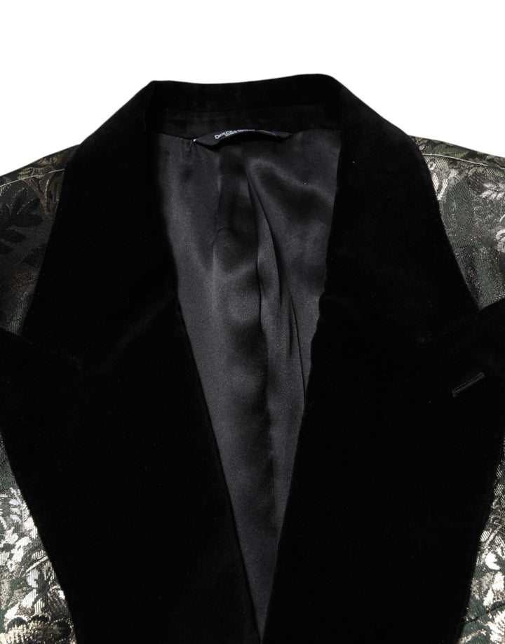 Metallic Floral Jacquard Silk 2 Piece Suit