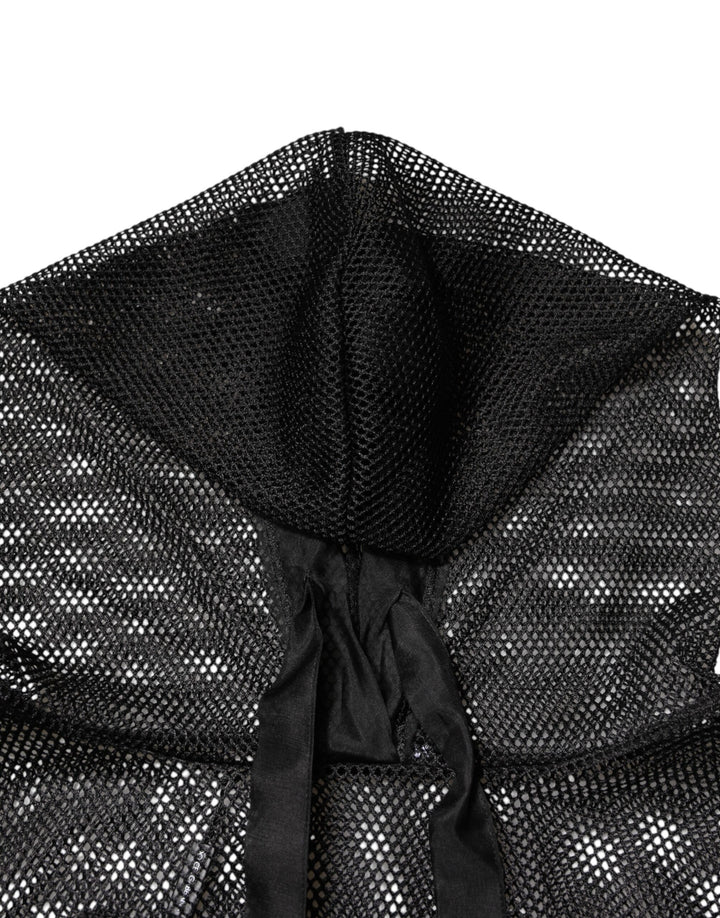 Black See Through Hooded Pullover Sweater