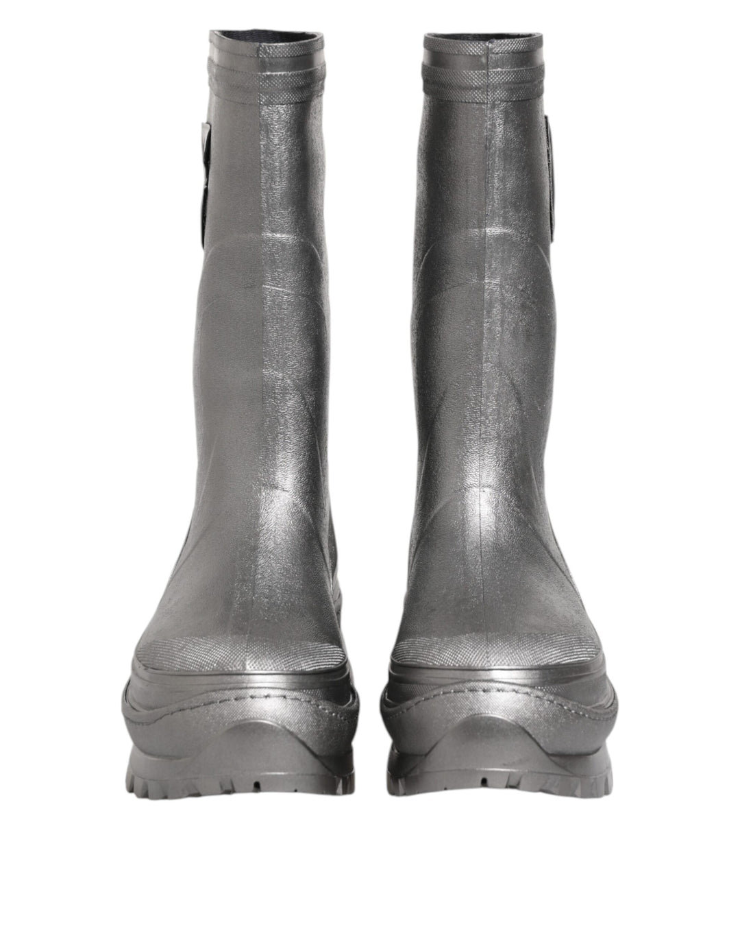 Metallic Silver Pull On Rain Boots Shoes