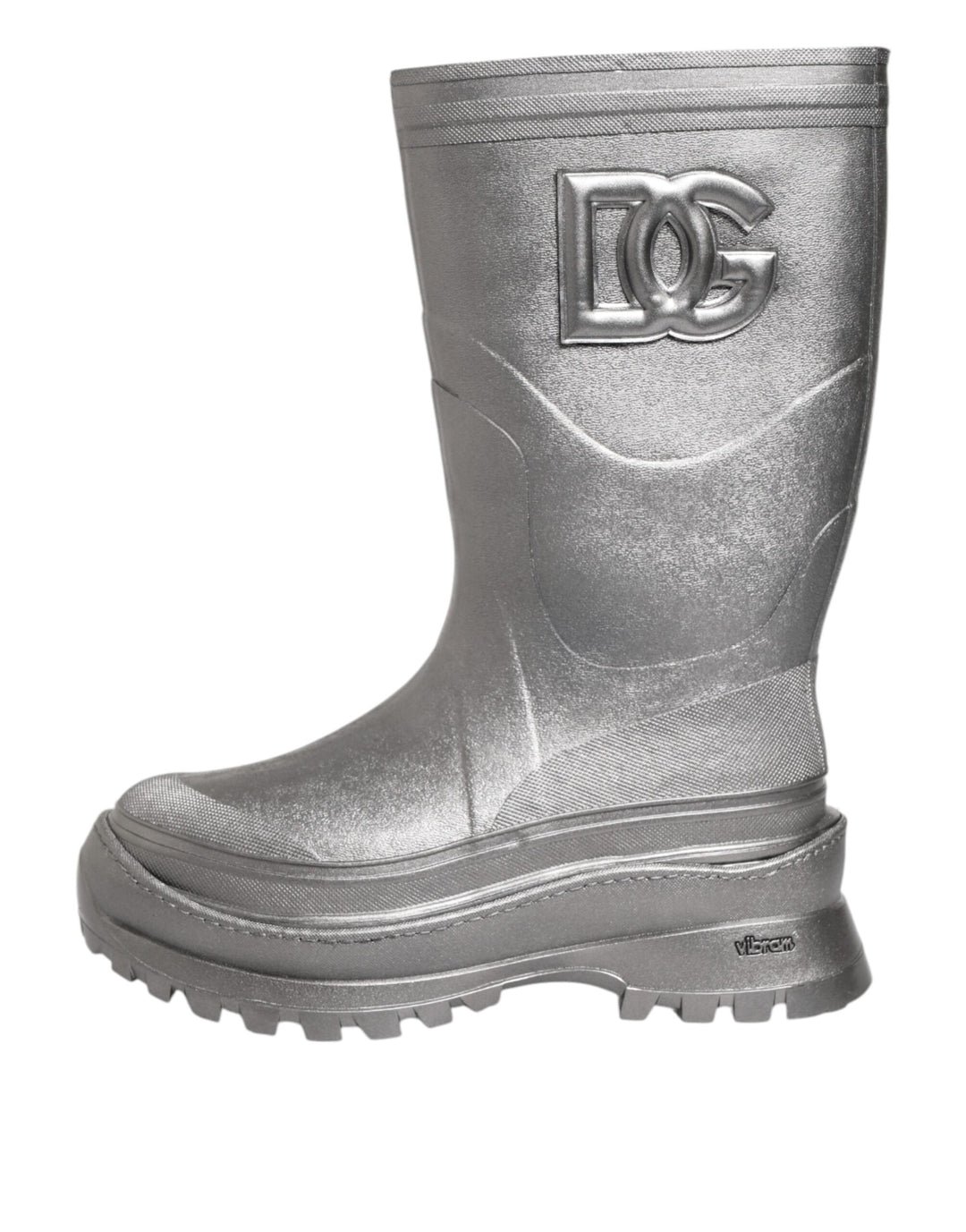 Metallic Silver Pull On Rain Boots Shoes