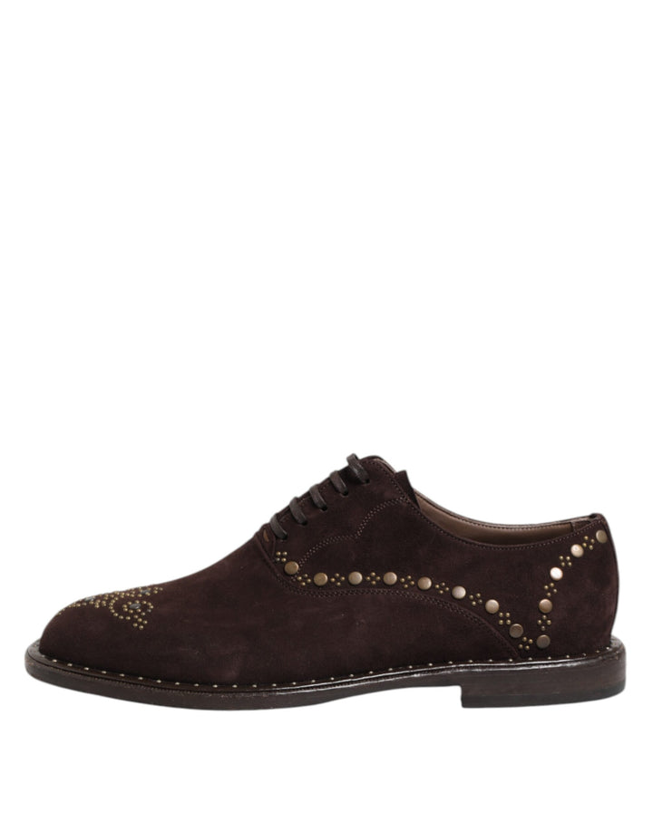 Elegant Brown Velvet Oxford Lace-up Shoes