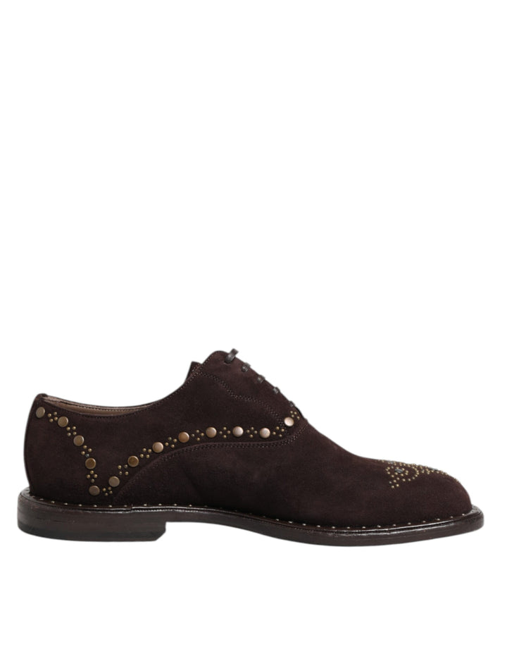Elegant Brown Velvet Oxford Lace-up Shoes