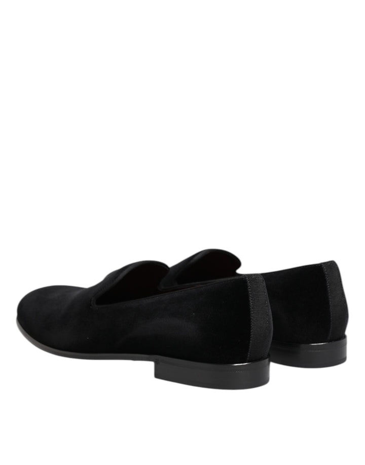 Black Velvet Slip On Loafers Men Formal Shoes