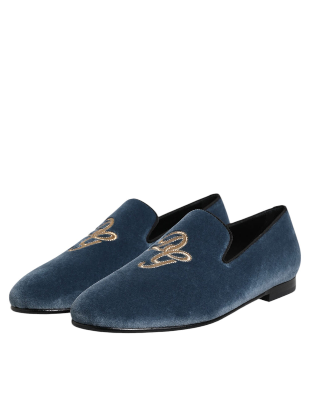 Blue Velvet DG Logo Loafers Formal Shoes