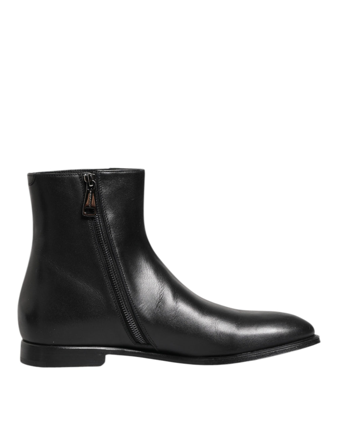 Black Leather Mid Calf Men Boots Shoes