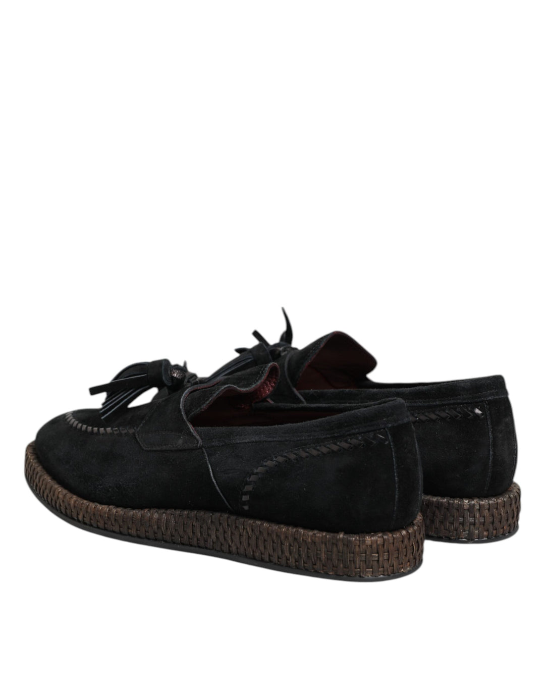 Black Suede Tassel Embellished Loafers Shoes