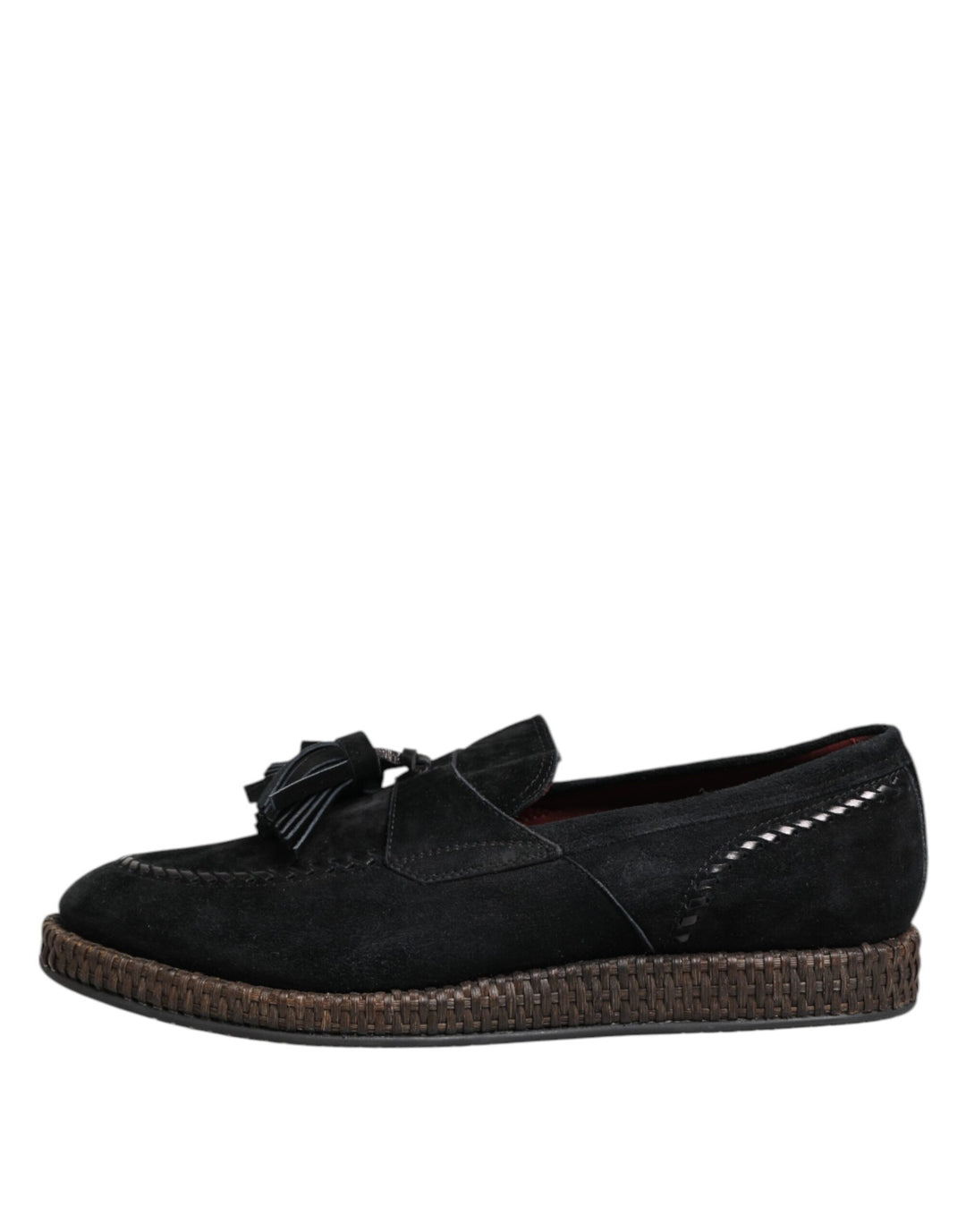 Black Suede Tassel Embellished Loafers Shoes