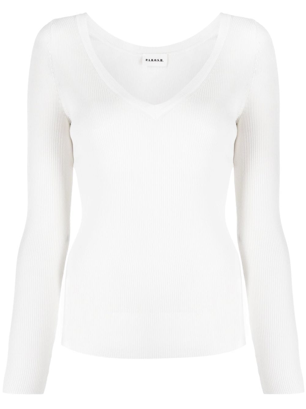 V-neck ribbed-knit top-0