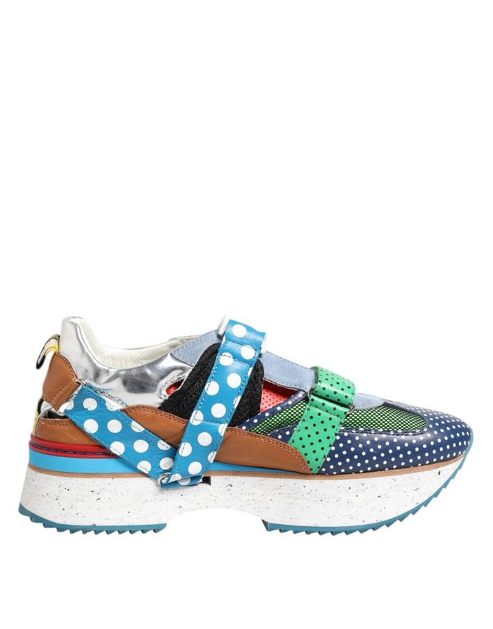 Multicolor Leather Low Top Sneakers Shoes