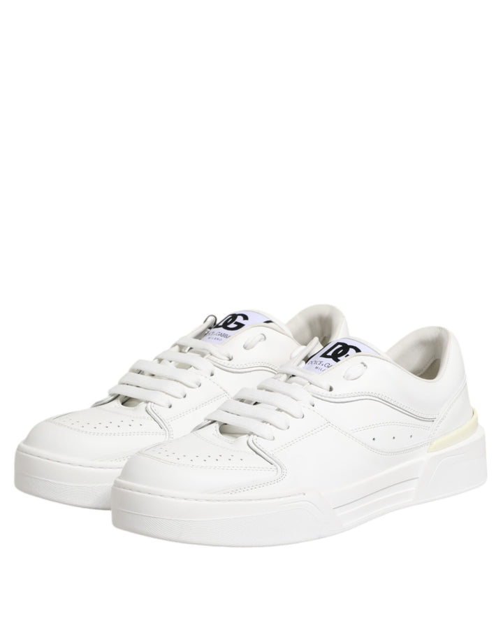 White Miami Leather Low Top Sneakers Shoes