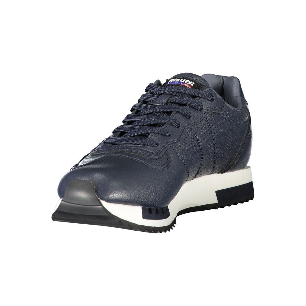 Blue Leather Men Sneaker