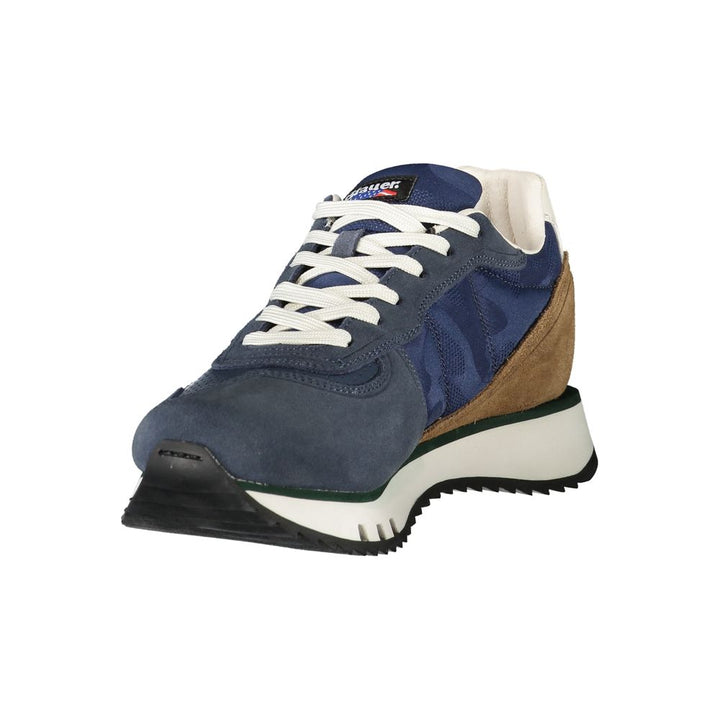 Blue Leather Men Sneaker