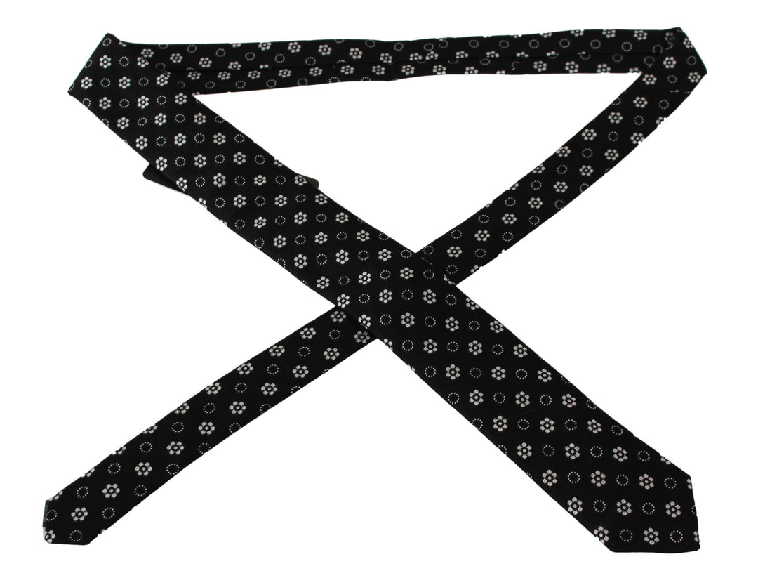 Dolce & Gabbana Black 100% Silk Floral Print Print Classic Tie
