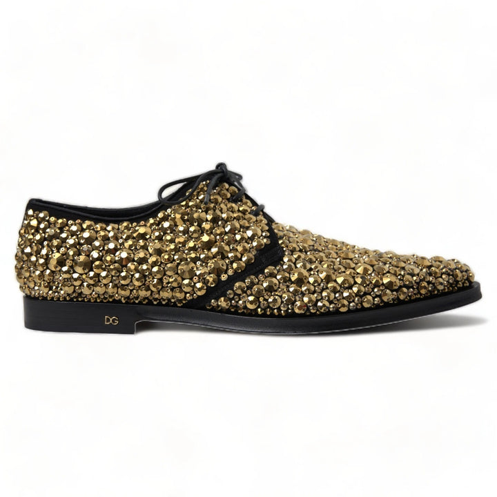 Black Gold Embellished Derby Shoes